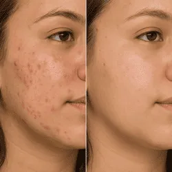 Hydrafacial before and after result.